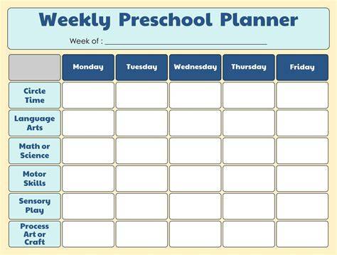 blank preschool weekly notes