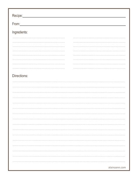Blank Recipe Forms