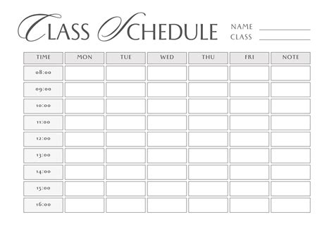 Blank School Timetable
