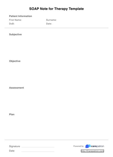 Blank Soap Notes Physical Therapy Sample