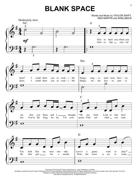 Blank Space Sheet Music