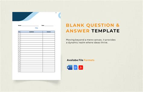 Blank Template Question And Answer Sheet