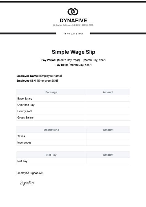 blank wage slip template
