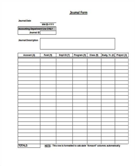 Read Blank Accounting Journal Entry Form 
