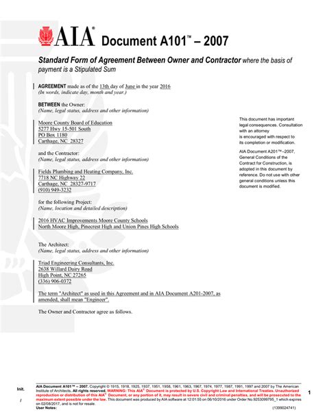 Read Online Blank Aia Document A101 