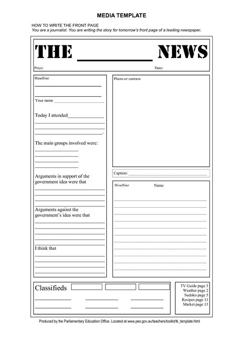 Download Blank Newspaper Article Template For Kids 