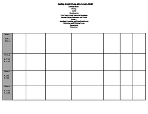 Full Download Blank Pacing Guides For Teaching 