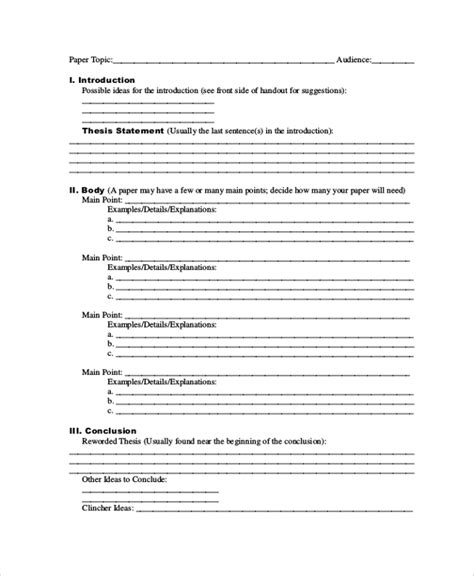 Download Blank Research Paper Outline Template 