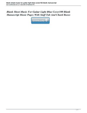Download Blank Sheet Music For Guitar Light Blue Cover100 Blank Manuscript Music Pages With Staff Tab And Chord Boxes 