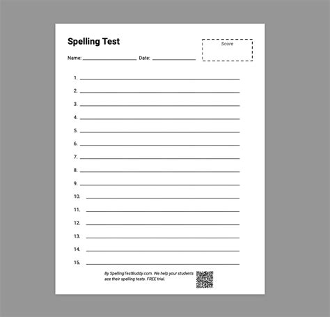 Download Blank Spelling Test Paper 