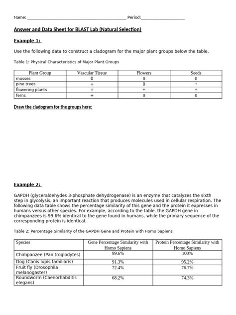 blast lab answer key