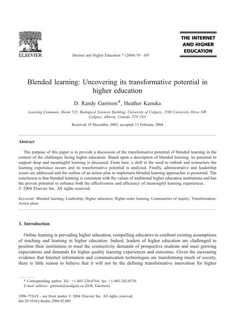Blended Learning Uncovering Its Transformative Potential