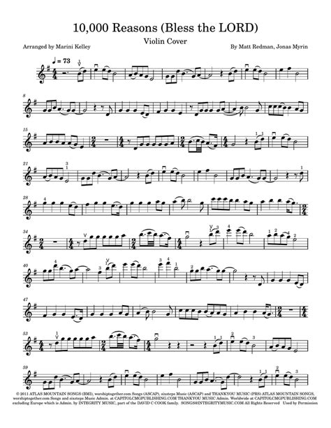 bless the lord violin sheet music