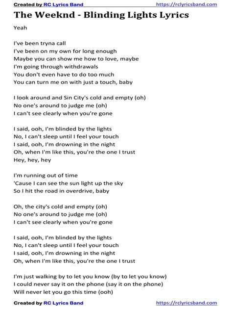 Blinding Lights Lyrics
