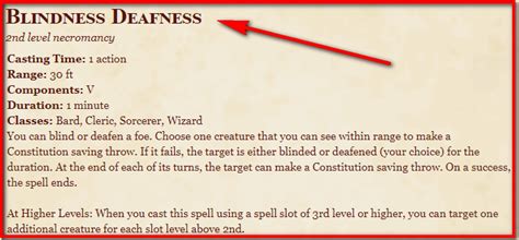 Blindness Deafness 5e