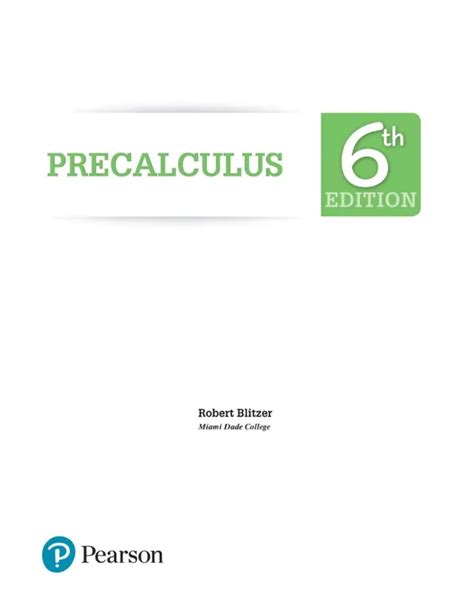 Blitzer Precalculus 6th Edition Pearson