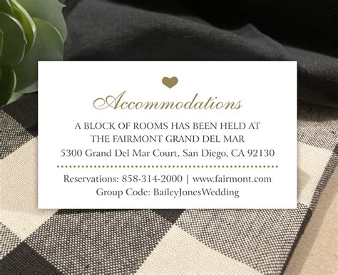 Block Of Rooms Reserved Wedding Invitation