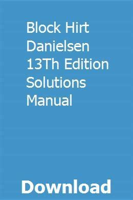 Download Block Hirt Danielsen 13Th Edition Solutions Manual 