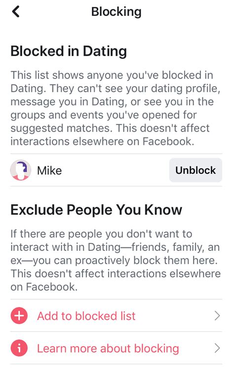 blocking facebook dating