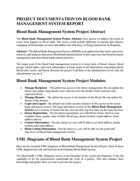 blood bank management system project documentation pdf