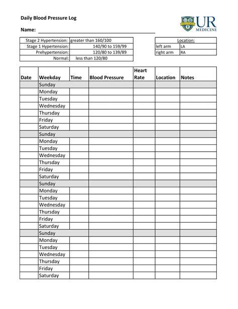 blood pressure logbook
