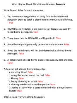 bloodborne pathogens quizlet true or false