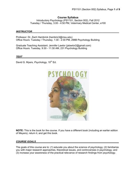 Read Online Bloomsburg University Department Of Psychology Course Syllabus 