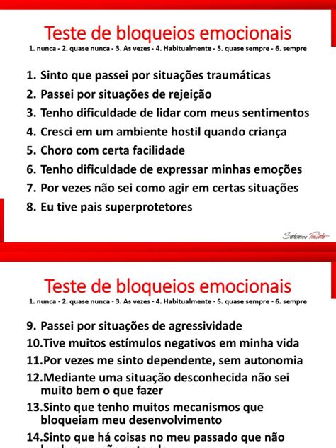 Bloqueio Emocional Teste