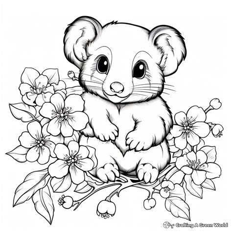 blossom possum colouring sheets