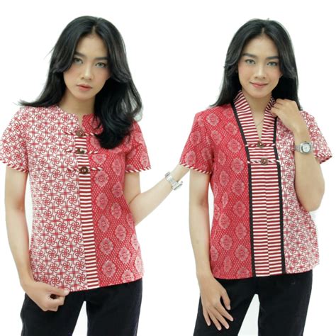 blouse polos kombinasi batik
