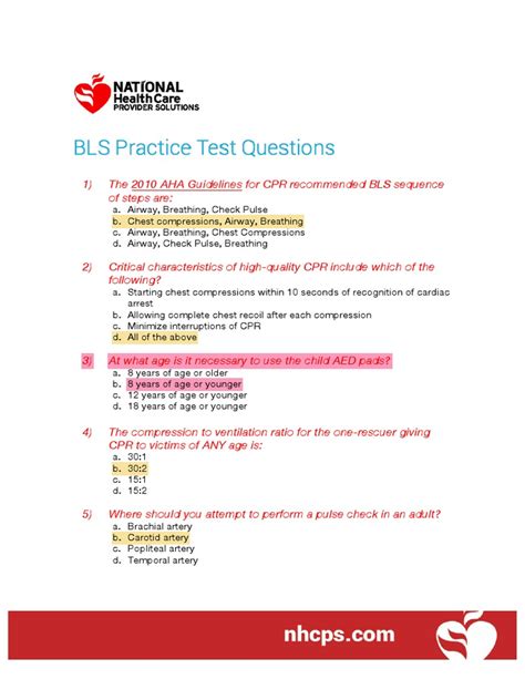 Download Bls Practice Test And Answers 