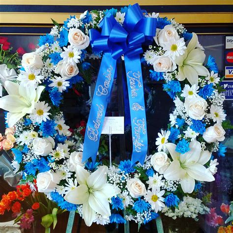 Blue Amp White Wreath Funeral Flowers Amp Wreaths Blue And White Funeral Flowers - Blue And White Funeral Flowers