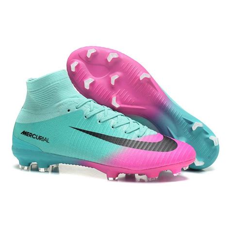 blue and pink soccer cleats