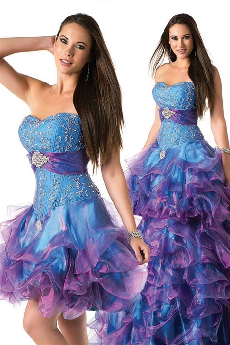 Blue And Purple And Green Quinceanera Dresses