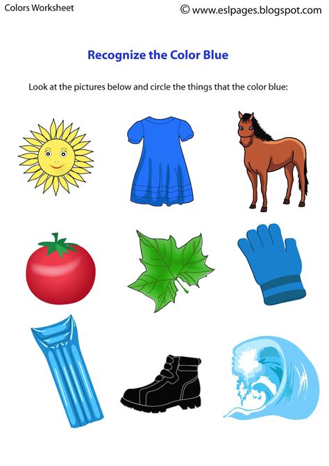Blue Kids Worksheets Blue Objects For Kindergarten - Blue Objects For Kindergarten