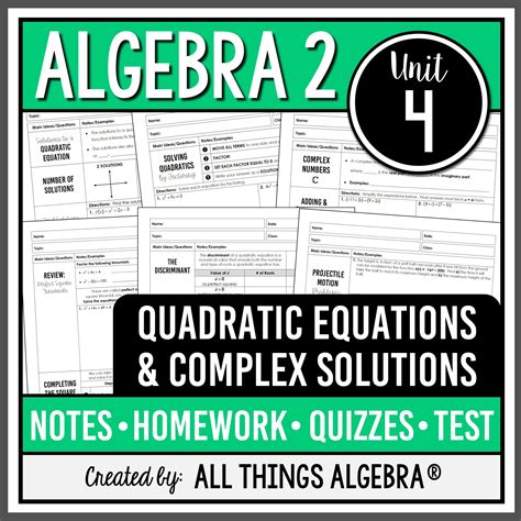 Bluepelicanmath Algebra 2 Unit 4 Lesson 5 Teacher Key
