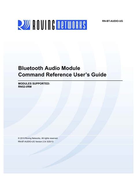Read Bluetooth Audio Module Command Reference User S Guide 