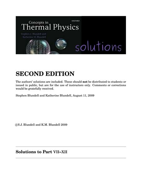 Blundell Thermal Physics Solution Manual