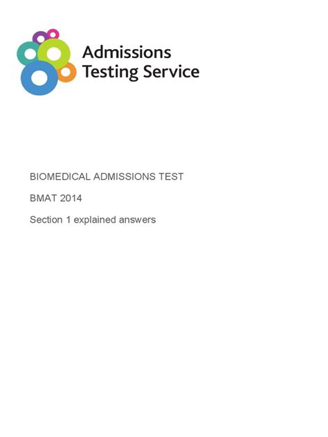 Read Online Bmat Specimen Section 1 Answers 