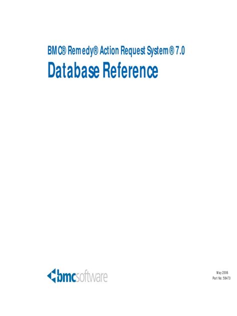 Read Online Bmc Remedy Database Reference Guide 