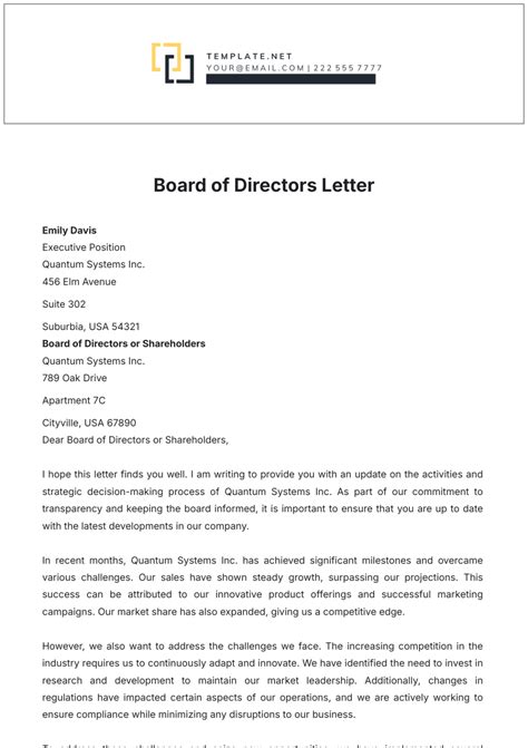 Board Of Directors Message From Our President