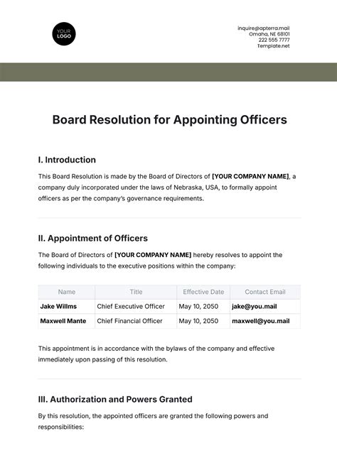 Board Resolution For Appointment Of Authorised Signatory