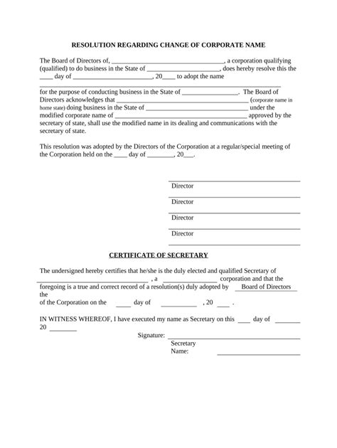 Board Resolution For Name Change In Bank Account
