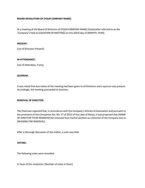 Board Resolution For Removal Of Authorised Signatory