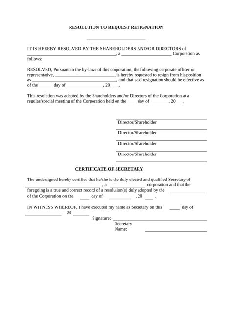 Board Resolution For Resignation Of Directors