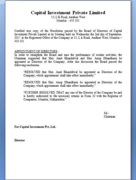 Read Online Board Resolution For Appointment Of Advocate 