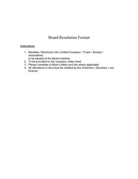 Read Board Resolution Format Hsbc 