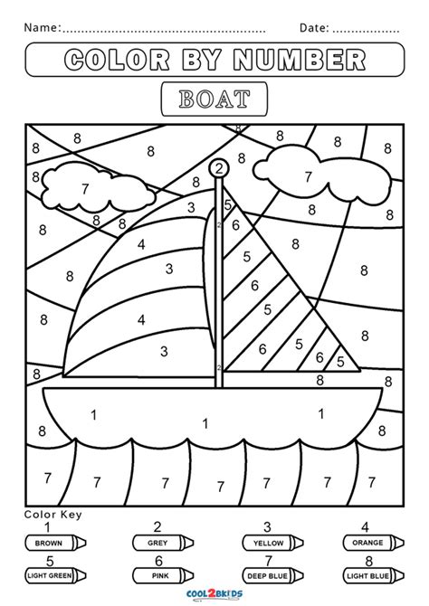 Boat Color By Numbers 1 5 Free Printable Number 1 Color Pages - Number 1 Color Pages