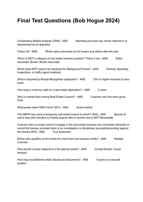 Full Download Bob Hogue Final Exam 