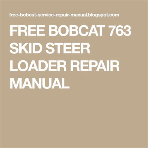 Full Download Bobcat Repair Manuals Free 